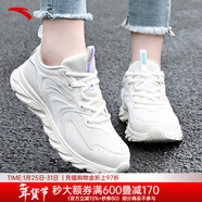 安踏女鞋運動(dòng)鞋女秋冬新款網(wǎng)面跑步鞋軟底皮面保暖防水休閑鞋黑色女鞋 （網(wǎng)面軟底透氣款）象牙白/灰 35.5 (5)