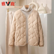 雅鹿2025新款輕薄羽絨服女短款小個(gè)子百搭內膽內外穿保暖洋氣冬季外套 卡其色 M 建議110-130斤