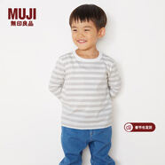 MUJI MUJI 嬰童 天竺編織 條紋長(cháng)袖T恤 兒童童裝 CCD02A1A 銀灰色條紋 80