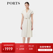 PORTS寶姿女裝春季新款優(yōu)雅收腰職場(chǎng)風(fēng)連衣裙ALP8D015PWQ076 米白色 XL (10)