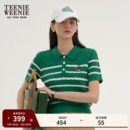Teenie Weenie小熊女裝簡(jiǎn)約夏季短袖毛衣針織衫POLO領(lǐng)泡泡袖女裝 綠色 L 170