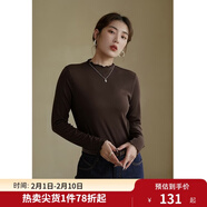 獨束大碼女裝【發(fā)熱防靜電】百搭打底衫女顯瘦秋冬新款胖mm針織衫 棕咖色 2XL