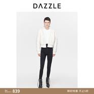DAZZLE地素暗紋繡花棉縷小外套秋冬簡(jiǎn)約時(shí)尚短款棉服 白色 XS