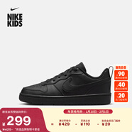 耐克酷菠蘿大童平底運動(dòng)鞋春季男女童低幫板鞋NIKE COURT DV5456 002黑/黑/黑 38