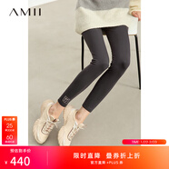 AMII女裝2025秋季新款極簡(jiǎn)修身百搭高彈柔滑內里磨毛繡花小腳 深灰 S