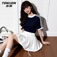 唐獅（TonLion）半身裙女裝潮流短裙高腰顯瘦花苞裙設計感透氣親膚a字裙夏季新款