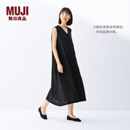 MUJI女式 棉 漢麻 無(wú)袖連衣裙女裝裙子夏季 連身裙長(cháng)裙 BCD91C5S 黑色 M （160/84A）