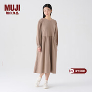 MUJI女式 法蘭絨抽褶連衣裙 美拉德純棉起毛寬松長(cháng)裙子秋冬 BC08CC3A 淺灰棕色 M 160/84A