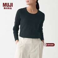 MUJI MUJI 女式 彈力羅紋編織長(cháng)袖T恤打底衫上衣女款內搭春秋BBC03A1A 深藏青色 M (160/84A)