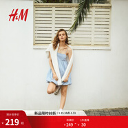 H&M女裝連衣裙2025秋季新款時(shí)尚吊帶無(wú)袖泡泡下擺連身裙1282552 淺牛仔藍 L 170/104
