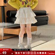 圖圖小象女童半身裙童裝裙子中大童時(shí)尚蓬蓬裙兒童芭蕾蛋糕裙 白色  160 