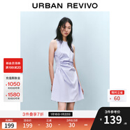 UR2025春季新款女摩登氣質(zhì)褶皺收腰顯瘦無(wú)袖連衣裙UYY750030 淡紫 S