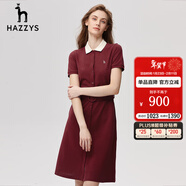哈吉斯哈吉斯女裝 春季款翻領(lǐng)修身休閑系帶連衣裙AQWSE03BF01 酒紅色WN M (160/84A 38)