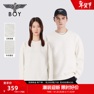 BOY LONDON秋季男女同款簡(jiǎn)約字母暗紋提花百搭長(cháng)袖圓領(lǐng)衛衣N03020 米白色 L