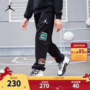 NIKE JORDAN 耐克AJ童裝男童長(cháng)褲春秋舒適毛圈休閑兒童褲子 正黑色 140 /60 【建議身高128-140cm】
