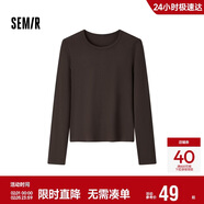 森馬（Semir）長(cháng)袖T恤女吸濕發(fā)熱抗菌緊身內搭2024圓領(lǐng)抓絨套頭衫109724101007