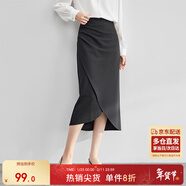 尚都比拉氣質(zhì)設計感半身裙女裝秋季開(kāi)衩包臀裙顯瘦中長(cháng)款裙子女 斑鳩灰 S