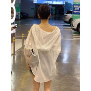 白色薄款長(cháng)袖連帽防曬襯衫女2025新款夏季雪紡衫海邊外搭開(kāi)衫上衣 白色 S S