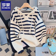 羅蒙（ROMON）圓領(lǐng)針織衫女裝2025秋季新款小香風(fēng)加厚毛衣女打底衫紅色上衣女 黑色條紋E款 均碼 建議80-140斤