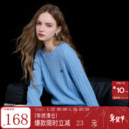 三彩2025冬季新款繡花絞花針織衫圓領(lǐng)毛衫長(cháng)袖M 天空藍 XL 170/92A