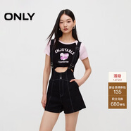 ONLY 2024夏季時(shí)尚休閑百搭高腰背帶短褲牛仔褲女|12427N001