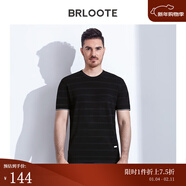 巴魯特【橫機工藝】短袖T恤男彈力時(shí)尚滿(mǎn)身橫條紋排汗舒適上衣T恤 黑色 185/104A