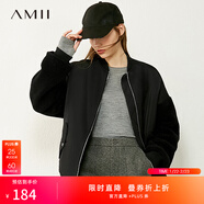 AMII女裝2025少女風(fēng)oversize棉衣棉服女新款寬松棒球服加厚外 黑色 XL 170/92A
