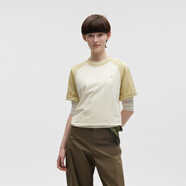 蕉內非常302Regular男女同款速干輕薄棉感圓領(lǐng)短袖休閑T恤 亞麻黃拼牙白 XL