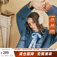 兩三事同頻奏鳴 2025春季新款休閑花色綁帶連帽針織裙寬松連衣裙 藍色 M