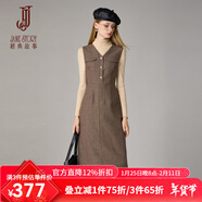 經(jīng)典故事（JANE STORY）經(jīng)典故事韓版氣質(zhì)時(shí)尚文藝裙女2025秋冬新款收腰顯瘦中長(cháng)款背心裙 咖色 2XL