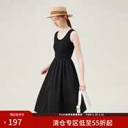 范思藍恩夏日背心T恤裙女撞色拼接圓領(lǐng)2024新款內搭氛圍感假日連衣裙子 黑白色 XS