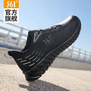 361°男鞋運動(dòng)鞋2026夏季新款透氣網(wǎng)面黑色輕便跑鞋防滑軟底減震跑步鞋 曜石黑/螢光微黃綠 41