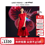 朗姿騏驥紅【宋三土聯(lián)名】蕾絲包臀魚(yú)尾裙夏季新款連衣裙女 大紅色 S