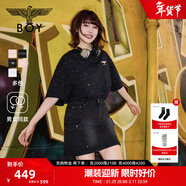 BOY LONDON【滿(mǎn)天星】春夏男女同款短袖漸變燙鉆印花時(shí)尚T恤N01107 黑色 XS