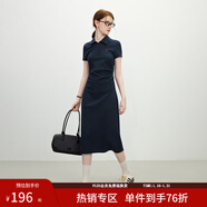 范思藍恩天才少女學(xué)院風(fēng)polo連衣裙女2025夏新款長(cháng)款收腰裙子2179 藏青色 XL