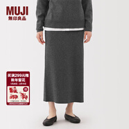 MUJI女式 米蘭諾羅紋編織裙子 長(cháng)半身裙女款25年冬季女裝BA1QNA5A 深灰色 XL (165/74A)