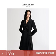 玖姿·安娜蔻高智感職業(yè)通勤風(fēng)收腰西裝連衣裙小黑裙女2026春新款 素黑 S