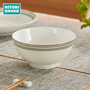 NITORI宜得利家居 廚房骨瓷餐具家用飯碗大碗盤(pán)子小碟調羹吉星月輝 15.5cm骨瓷大碗 月輝