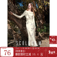 三彩2025秋款半身裙立裁收腰印花魚(yú)尾裙長(cháng)裙浪漫度假M 香檳色花卉 S 155/64A