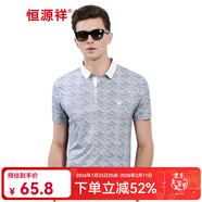 恒源祥冰絲男士短袖t恤翻領(lǐng)夏季薄款半袖中年時(shí)尚波點(diǎn)商務(wù)休閑體恤上衣 51T00S05-淺灰 3XL (190)