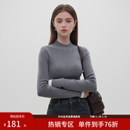 范思藍恩23FS14518毛針織打底衫女秋冬新款基礎內搭毛衣 高級灰 XS