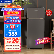 HYUNDAI（韓國現代）小冰箱迷你小型家用冷藏冷凍宿舍出租房辦公室雙開(kāi)門(mén)二門(mén)電冰箱節能省電 100L灰【租房神器+行業(yè)熱賣(mài)】