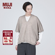 MUJI女式 羊毛 可水洗 高針距 斗篷毛衣 V領(lǐng)針織衫冬季女款 BA1NAA3A 燕麥色 XL（165/92A）