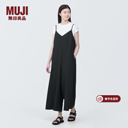 MUJI 女式 易干彈力泡泡紗 背帶褲 女裝夏季連體褲吊帶BC2JRA4S 黑色 XL （165/92A）