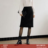 顏域小香風(fēng)包臀裙女裝2025新款秋冬裝顯瘦氣質(zhì)黑色毛呢半身長(cháng)裙子 黑色（短款） M/38