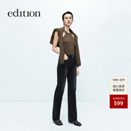 edition牛仔褲女復古磨邊瘦腿小直筒黑色緊身牛仔褲 牛仔黑色 S (26)