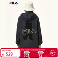 斐樂(lè )斐樂(lè )官方女裝外套秋季上衣多彩潮流加絨保暖開(kāi)衫連帽小熊外套 正黑色-F51W138599FBK(加絨) 155/76A/XS