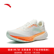 安踏（ANTA）【年貨節】塑膠先鋒2丨競訓跑鞋女碳板回彈緩震透氣跑步鞋防滑舒 象牙白/淺云綠-1 35.5 （女5）