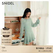 SNIDEL2025秋冬新品圓領(lǐng)鏤空木耳邊花苞袖針織連衣裙SWNO254313 薄荷綠 均碼 （F）