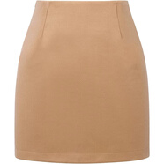 獨立站熱賣(mài)女式高腰格子裙緊身鉛筆羊毛迷你裙 純駝色 L